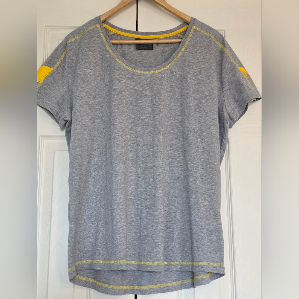 Porsche Official Logo Gray and Yellow Women's Short Sleeve Top, Size US XL